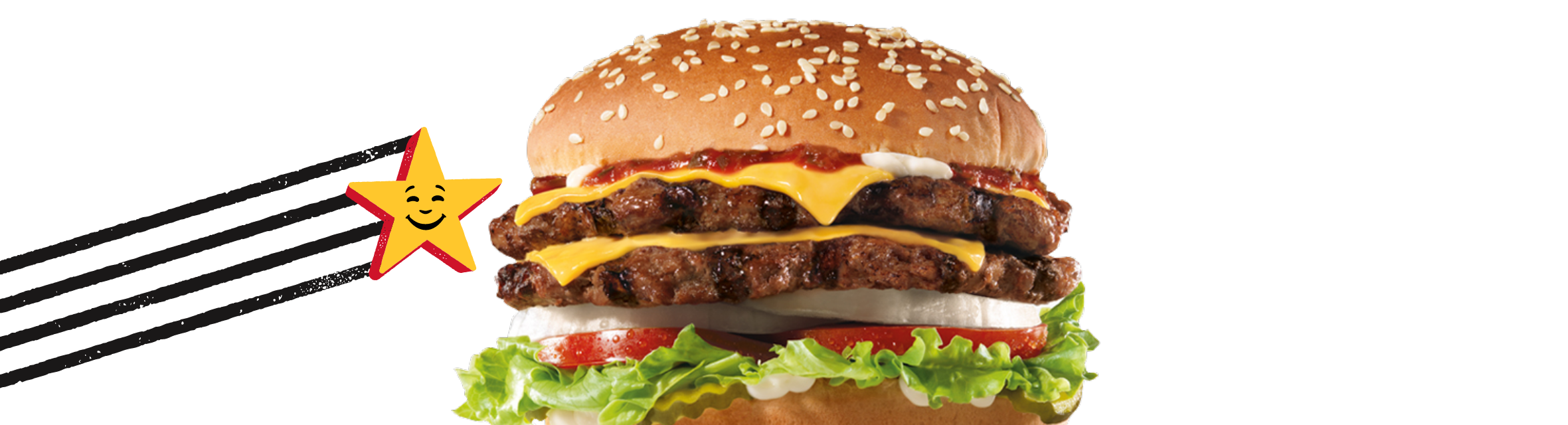 Carl's Jr. Cheeseburger Featuring the Happy Star Logo
